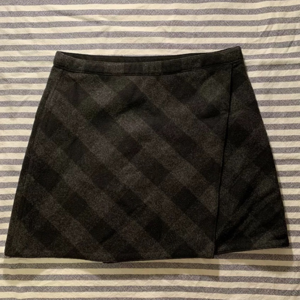 C Wonder Plaid Reversible Wool Skirt